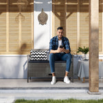 160l Rattan Garden Storage Bench, Cushioned Outdoor Bench