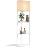 Corner Modern Floor Lamp With Shelves For Living Room | One Size | White