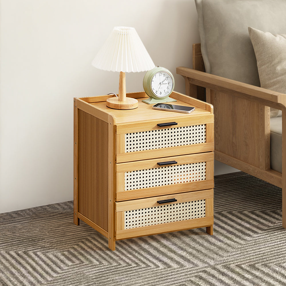 Wooden 3-drawers Nightstand For Bedroom