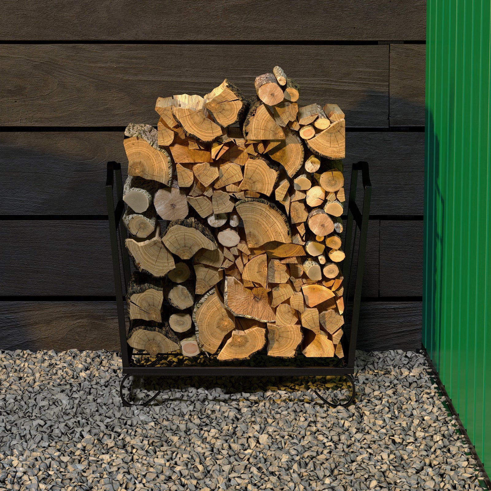 Foldable Firewood Log Rack W/ Scrolls