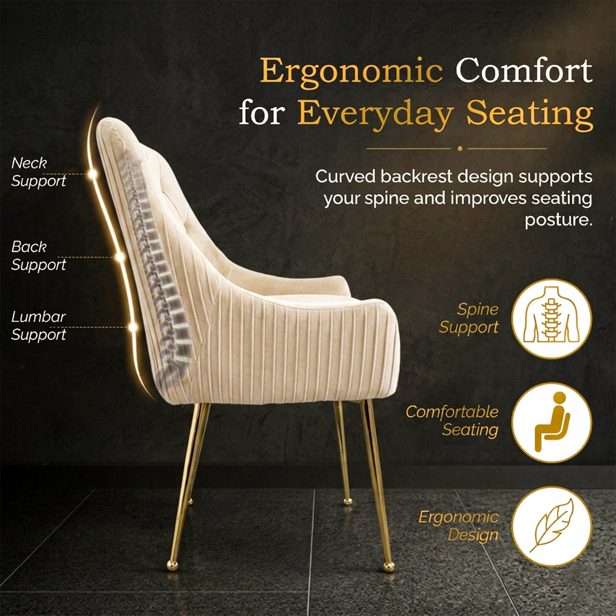 Dining Chairs Upholstered Tufted Velvet Kitchen Chairs | Set of 2 | Cream