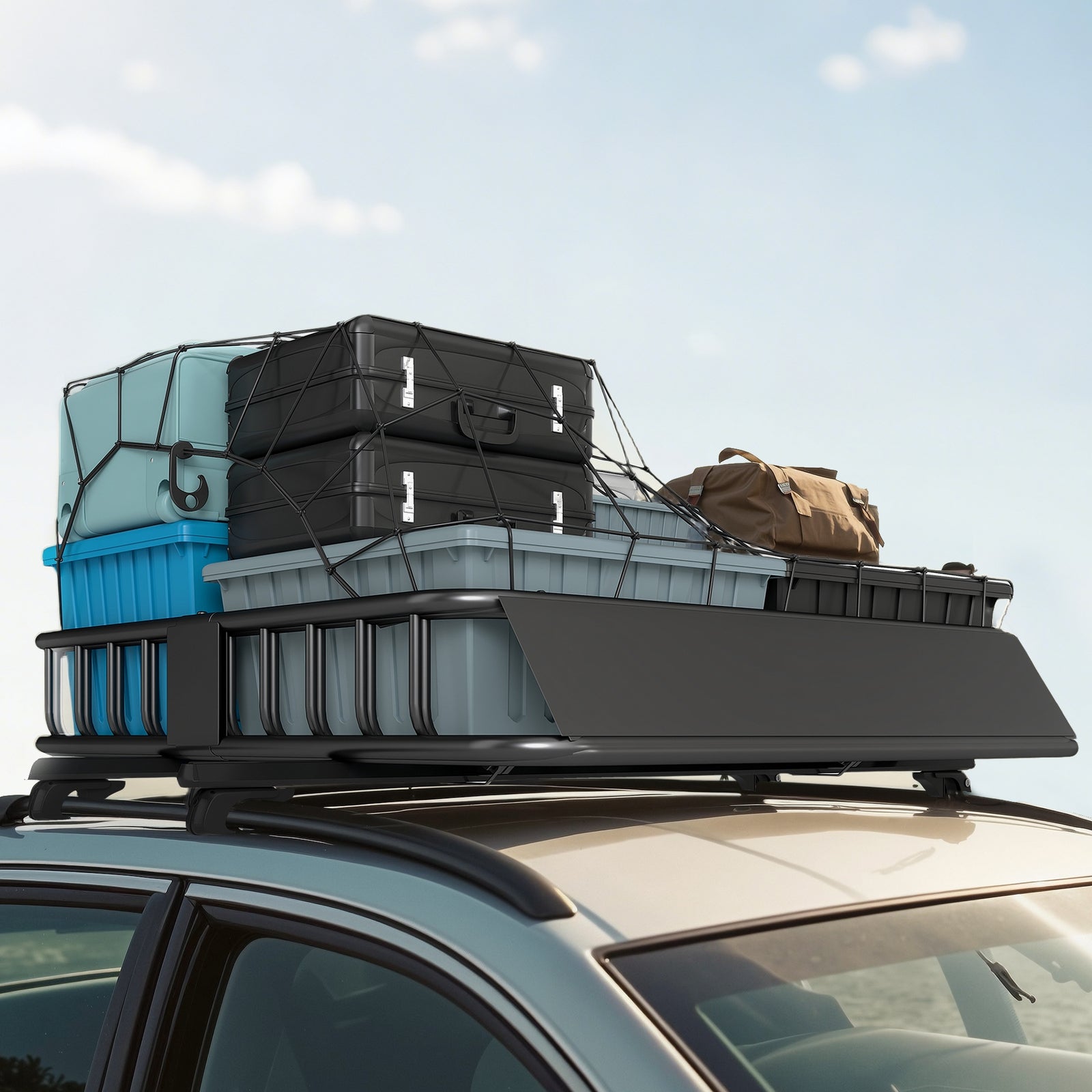 HOMCOM 90.7 Kg Universal Roof Rack Basket, Steel Car Rooftop Holder