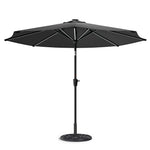 3m Solar Led Patio Umbrella, Outdoor Parasol With 16 Led Tubes, Crank Lift & Push Button Tilt With Cement Base | One Size | Dark Grey