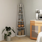 5-tier Corner Shelf, Shelving Unit With Adjustable Feet | One Size | White