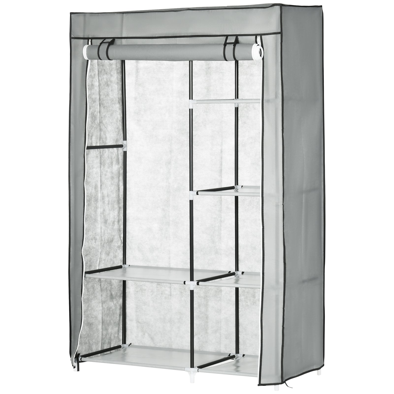 Fabric Wardrobe W/ Shelves Hanging Rail Foldable Closets
