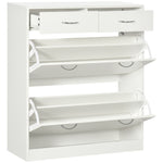 Slim Shoe Cabinet With 2 Flip Drawers For 12 Pairs Of Shoes