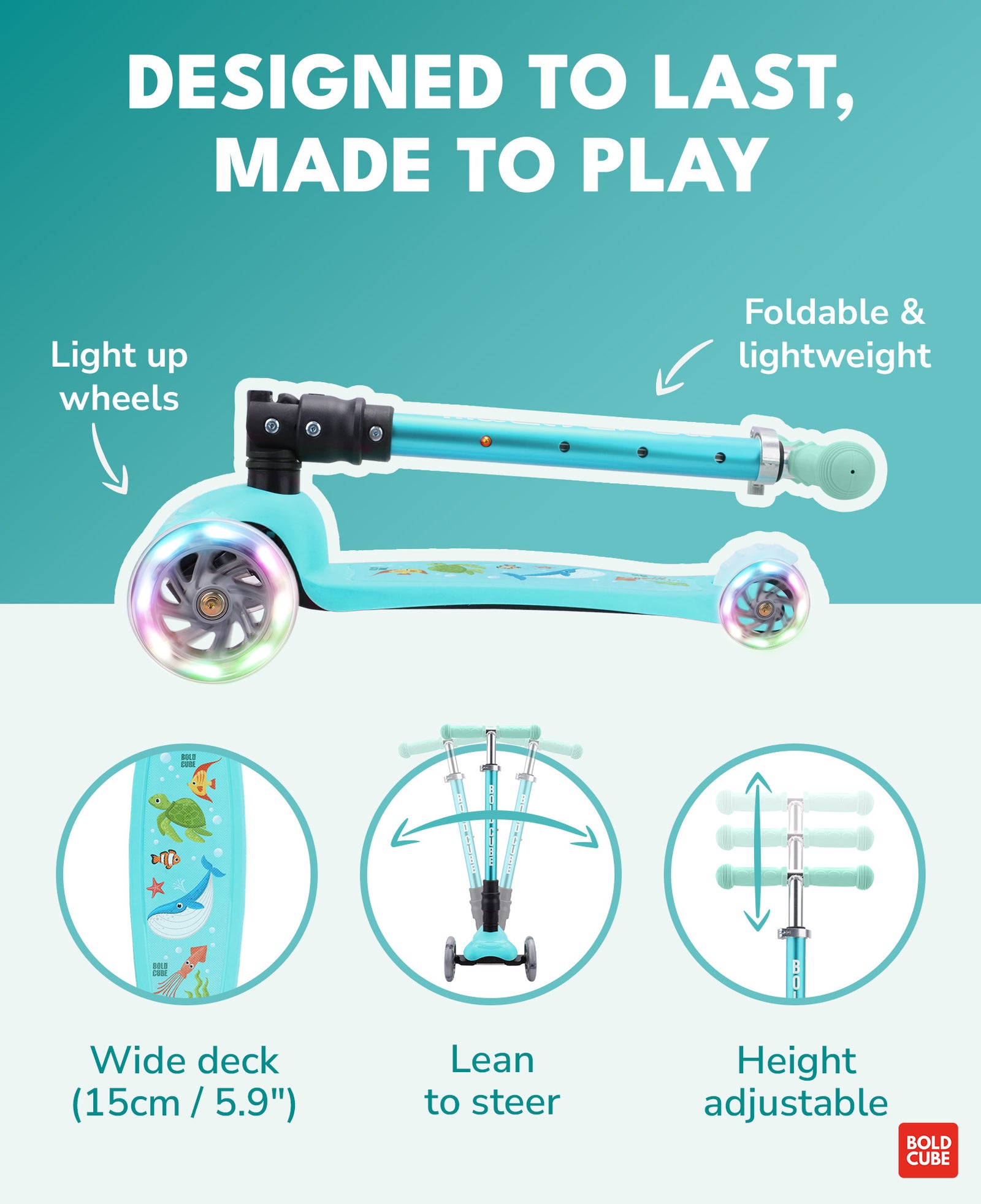 Teeny Fold 3 Wheel Scooter | Ocean