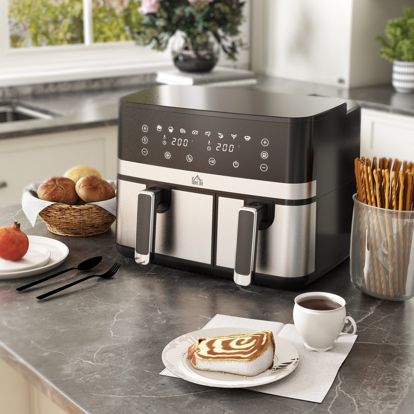 Dual Zone Air Fryer 8.5l Double Air Fryer With Sync Finish
