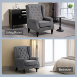 Accent Armchair Home Furniture Retro Tufted Club Wood | One Size | Charcoal Grey