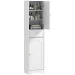 HOMCOM Tall Bathroom Storage Cabinet With Arch Doors Adjustable Shelf White