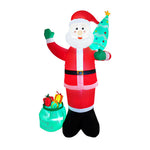 2.4m H Led Lighted Inflatable Santa Claus – Outdoor Christmas Decoration With Air Blower, Stakes & Water Bags