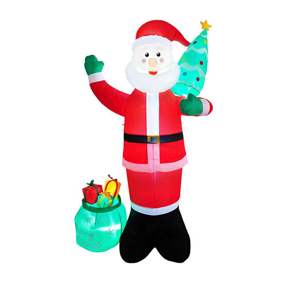 2.4m H Led Lighted Inflatable Santa Claus – Outdoor Christmas Decoration With Air Blower, Stakes & Water Bags