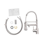 Stainless Steel Kitchen Faucet With Pull Down Spring Spout And Pot Filler | Brushed Nickel
