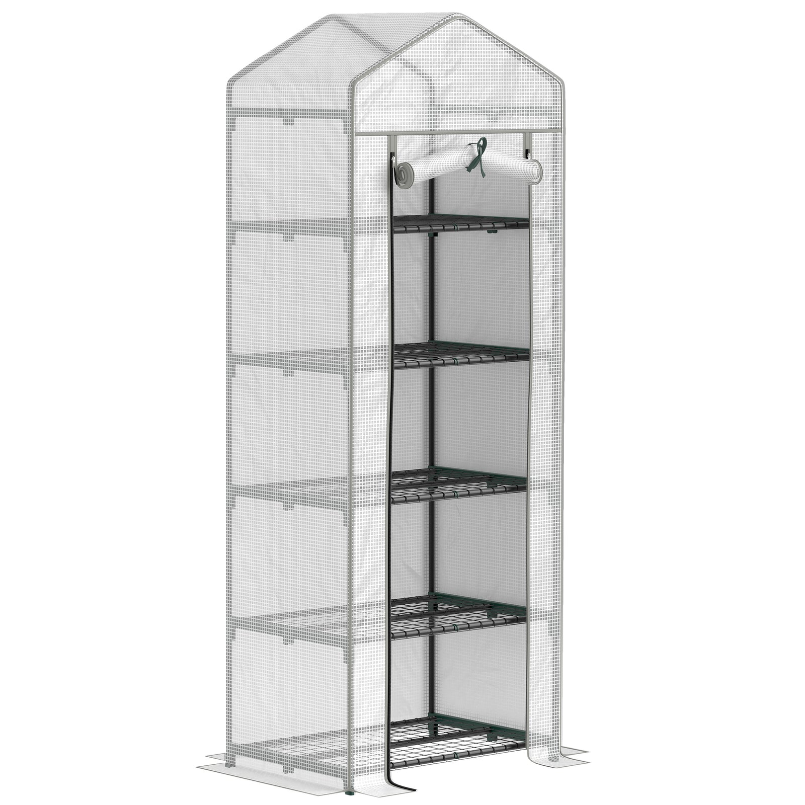 5 Tier Mini Greenhouse Grow House W/ Roll Up Door | Gray