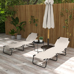 Set Of 2 Folding Beach Chairs W/ Adjustable Back | Set of 2 | Cream
