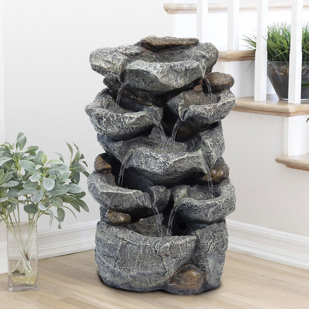 Water Feature Outdoor Led Waterfall Electric Fountain Rockery Garden Decor
