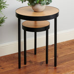 Rotating Side Table Wood Effect Table Top | Black