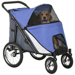 Foldable Pet Stroller With Cushion, For M, L Dogs | Blue