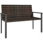 2 Seater Rattan Bench With Quick-drying Padding | Brown