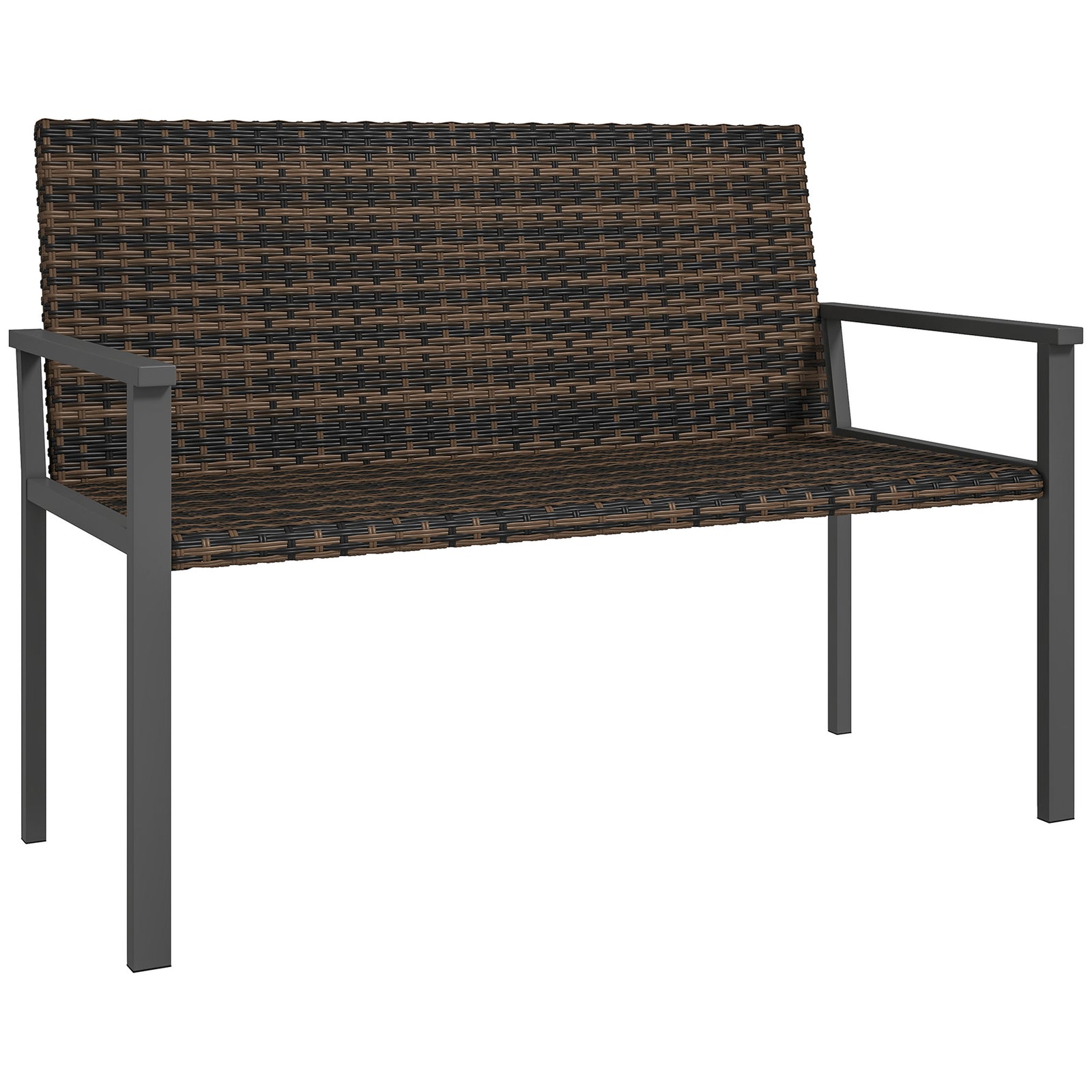 2 Seater Rattan Bench With Quick-drying Padding | Brown