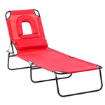 Garden Sun Lounger Folding Recliner Chair | Set of 1 | Red