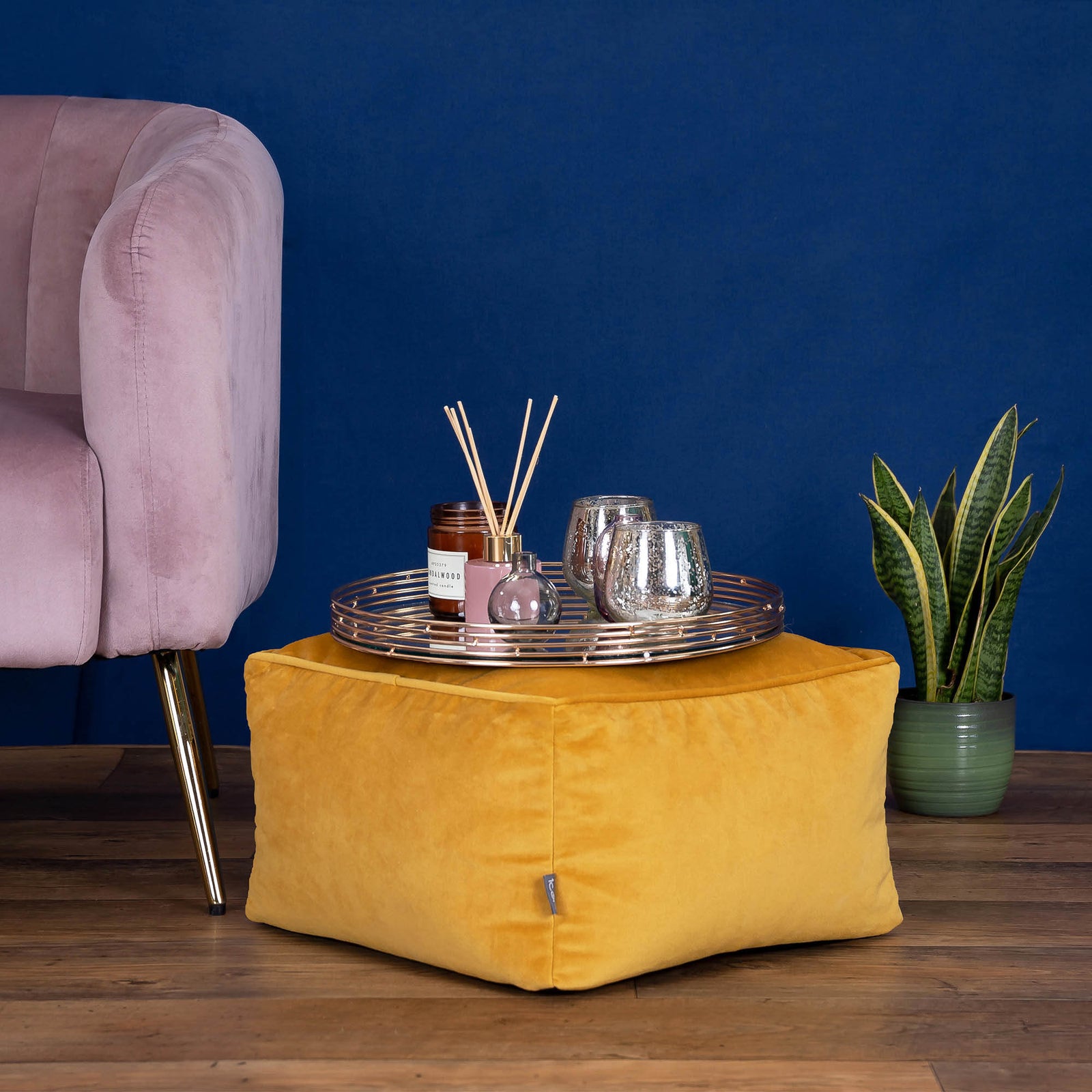 Amara Velvet Bean Bag Pouffe | Yellow