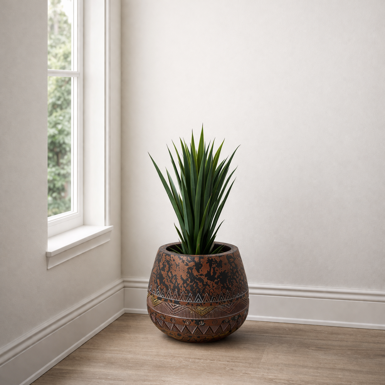 Large Composite Planter Brown Black