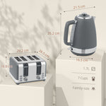 Quick Boil Kettle & Toaster Set | Grey