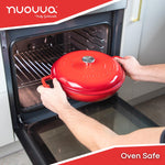 Shallow Cast Iron Casserole Pot With Lid  - 30cm , 3.7-quart | Red