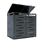 Outdoor Metal Bin Storage Galvanized Steel Lockable Wheelie Bin Storage Shed