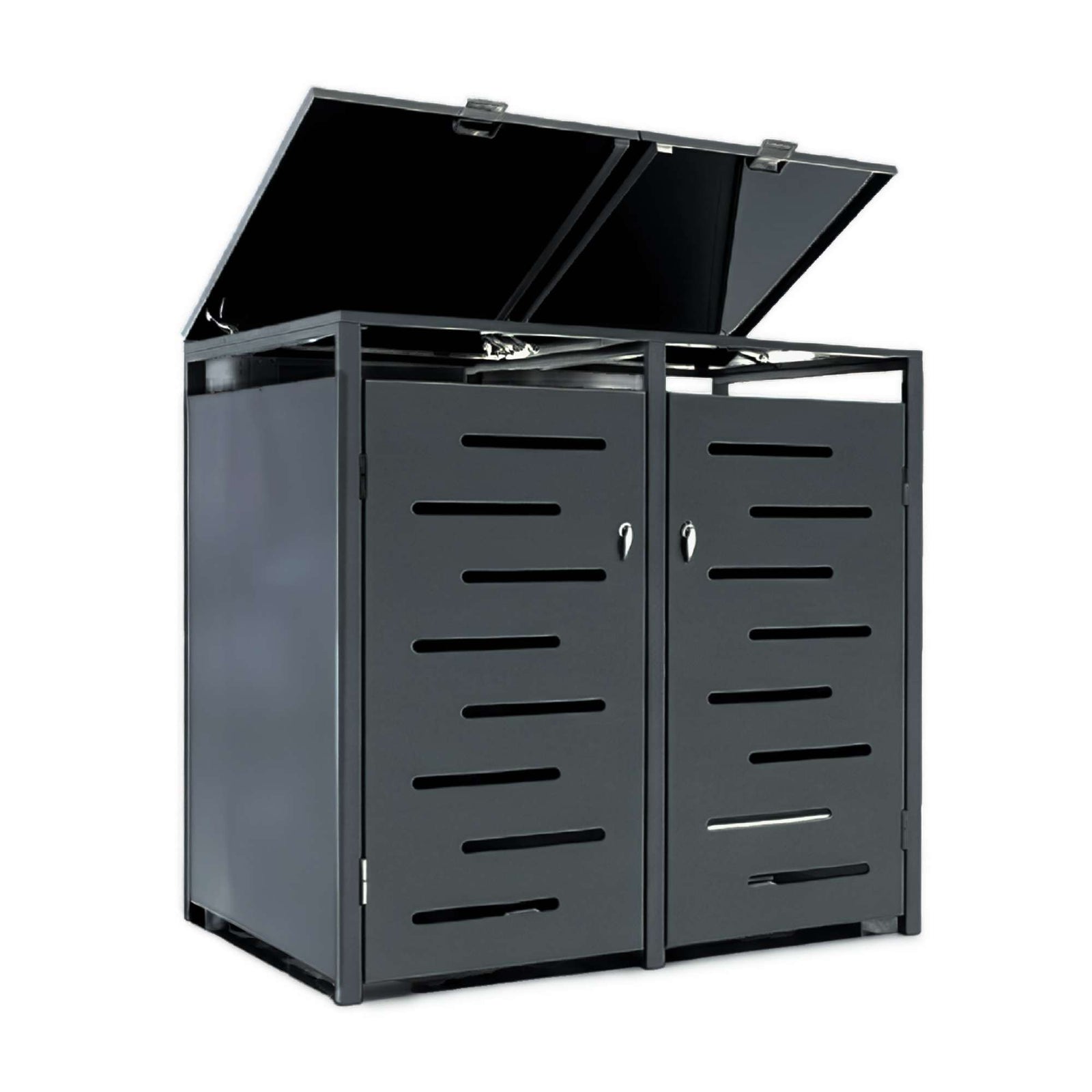 Outdoor Metal Bin Storage Galvanized Steel Lockable Wheelie Bin Storage Shed