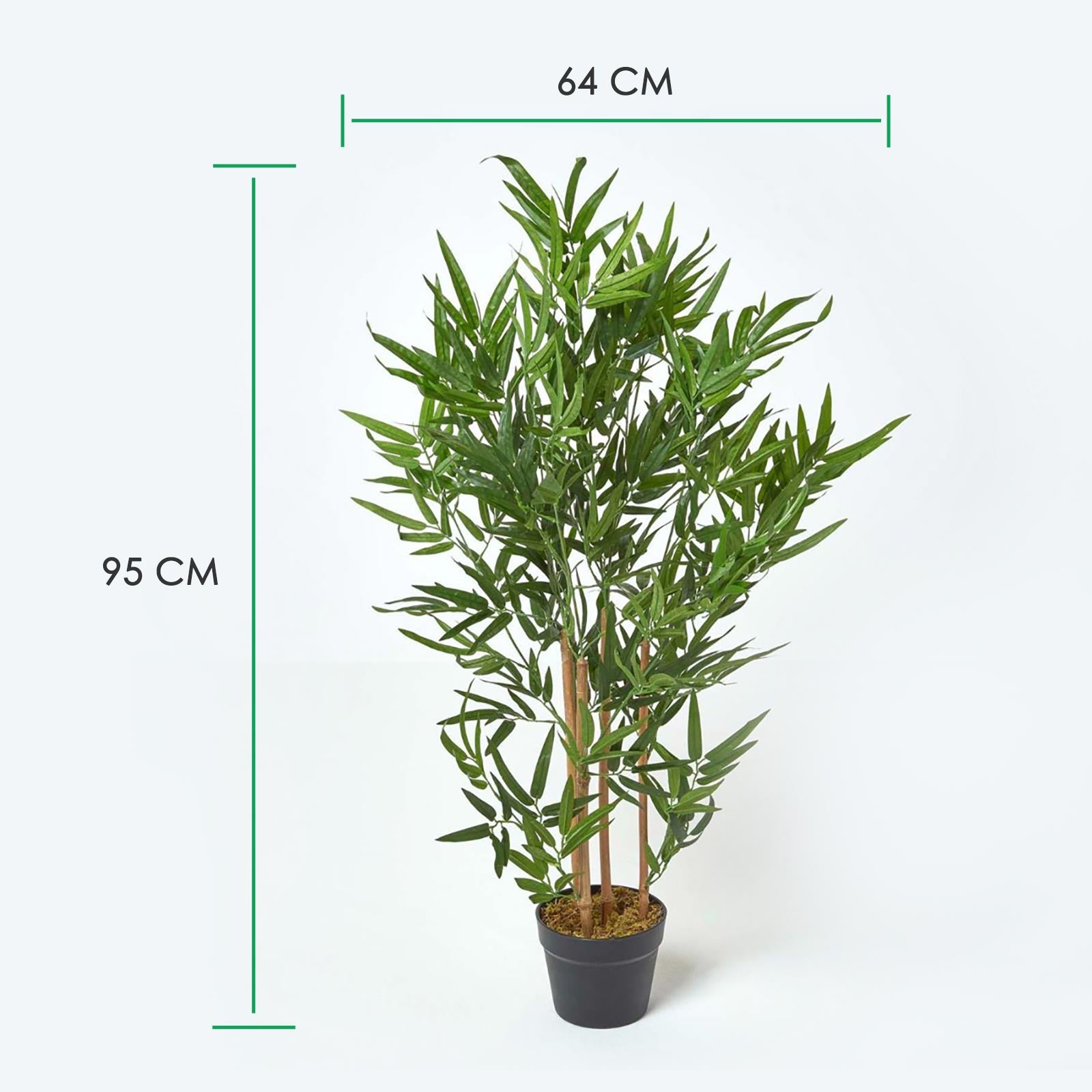 Artificial Green Handcrafted Bamboo Tree Plant With Pot, 95 Cm (3 Ft)