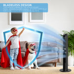 Smart Bladeless 38" Tower Fan 3 Speeds - Remote & Oscillation Feature | Black