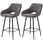 Velvet-touch Bar Stools Counter Set Of 2 | Dark Gray
