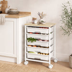 HOMCOM 6-tier Storage Trolley On Wheels With 5 Pull-out Drawers