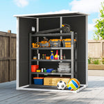 Lean To Garden Shed, Plastic Tool Storage House W/ Lockable Door | Black
