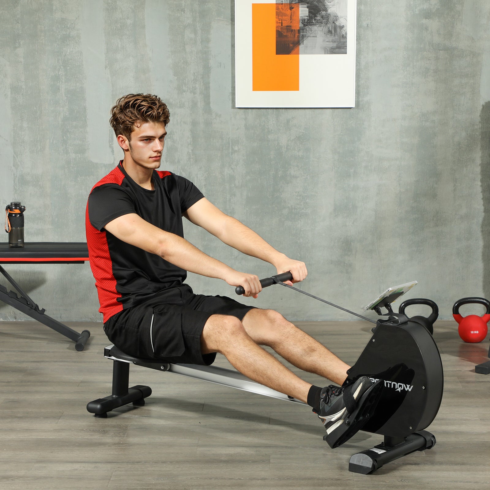 Folding Rowing Machine, Lcd Monitor, Home Gym