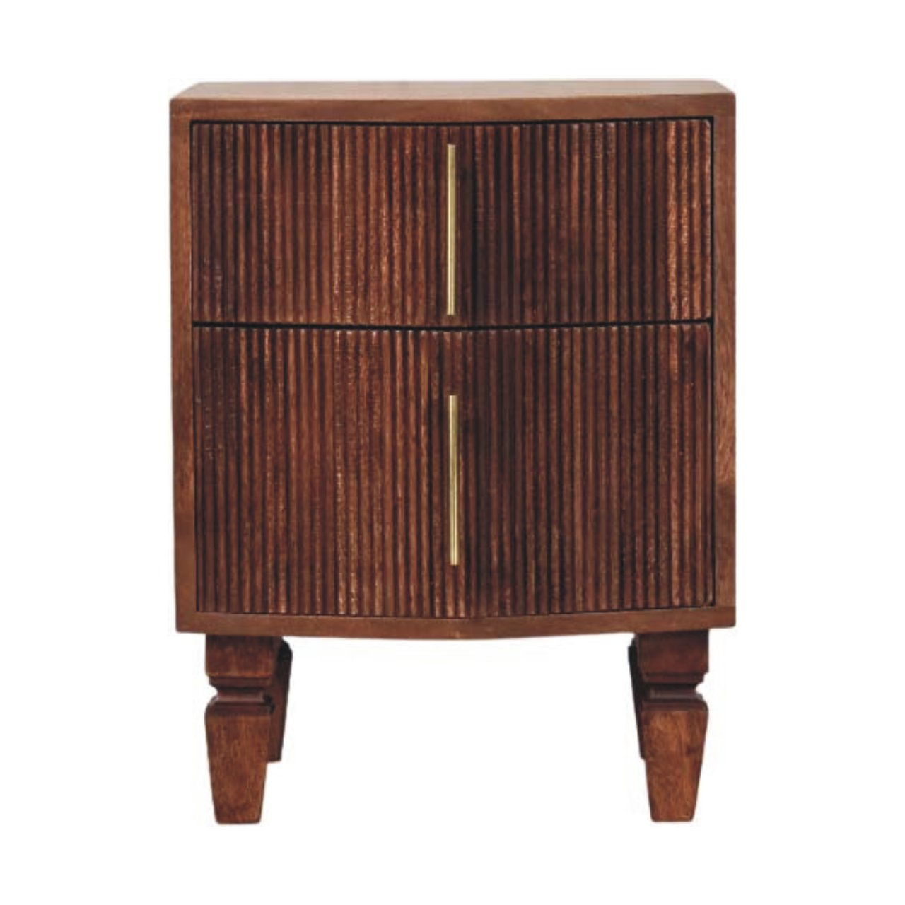 Solid Wood Harper Nightstand, 2 Drawers, Dark Brown