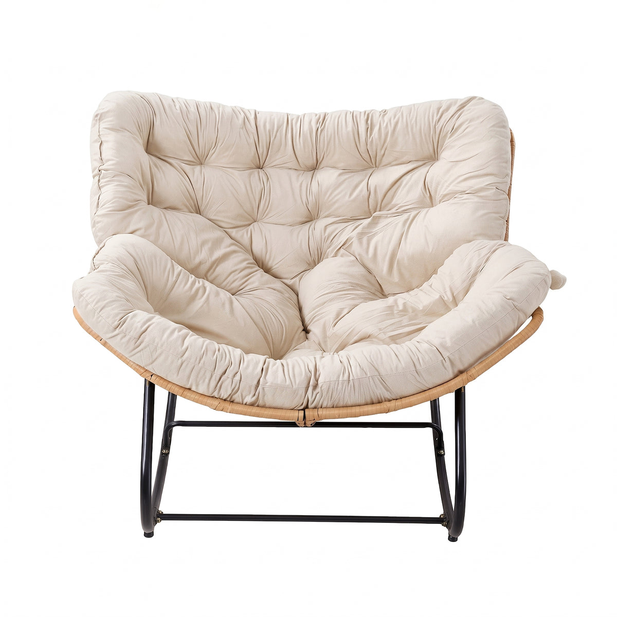 Modern Rocking Chair with Cushion – Compact | Beige