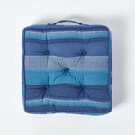 Morocco Striped Cotton Floor Cushion | 40cm x 40cm | Blue