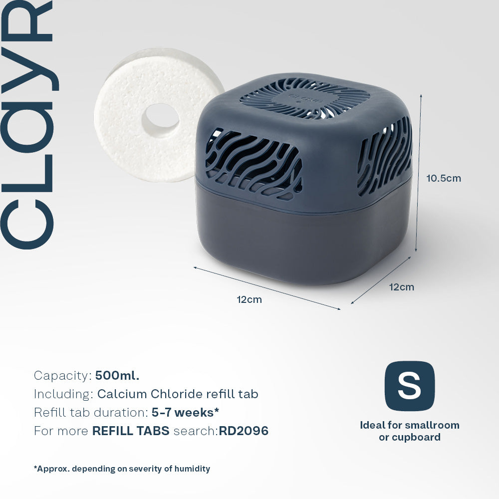 Airsip 500ml Refillable Dehumidifier With Calcium Chloride Tab - Navy