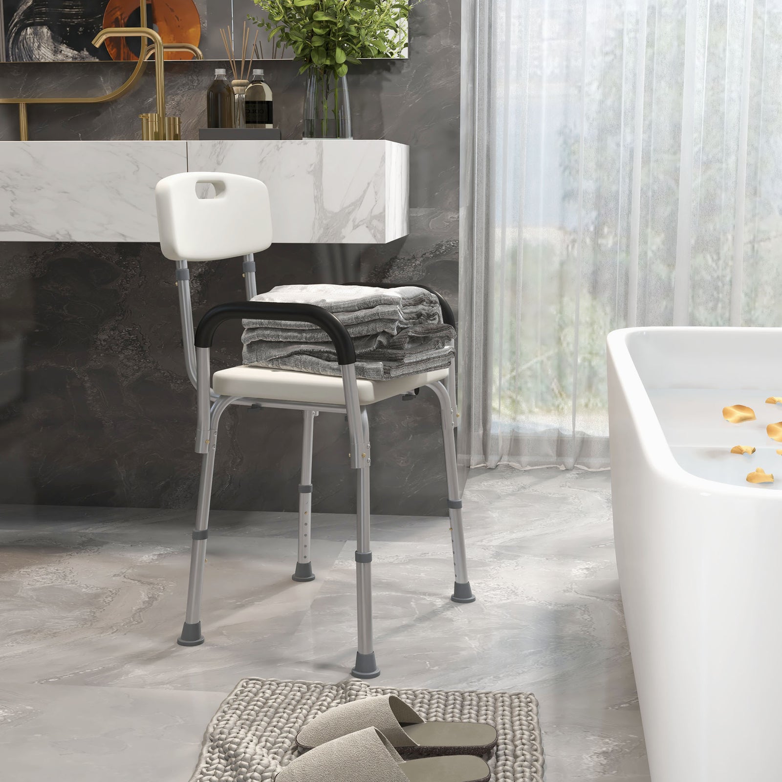 Light Weight Aluminum Shower Bench Portable Lift Chair