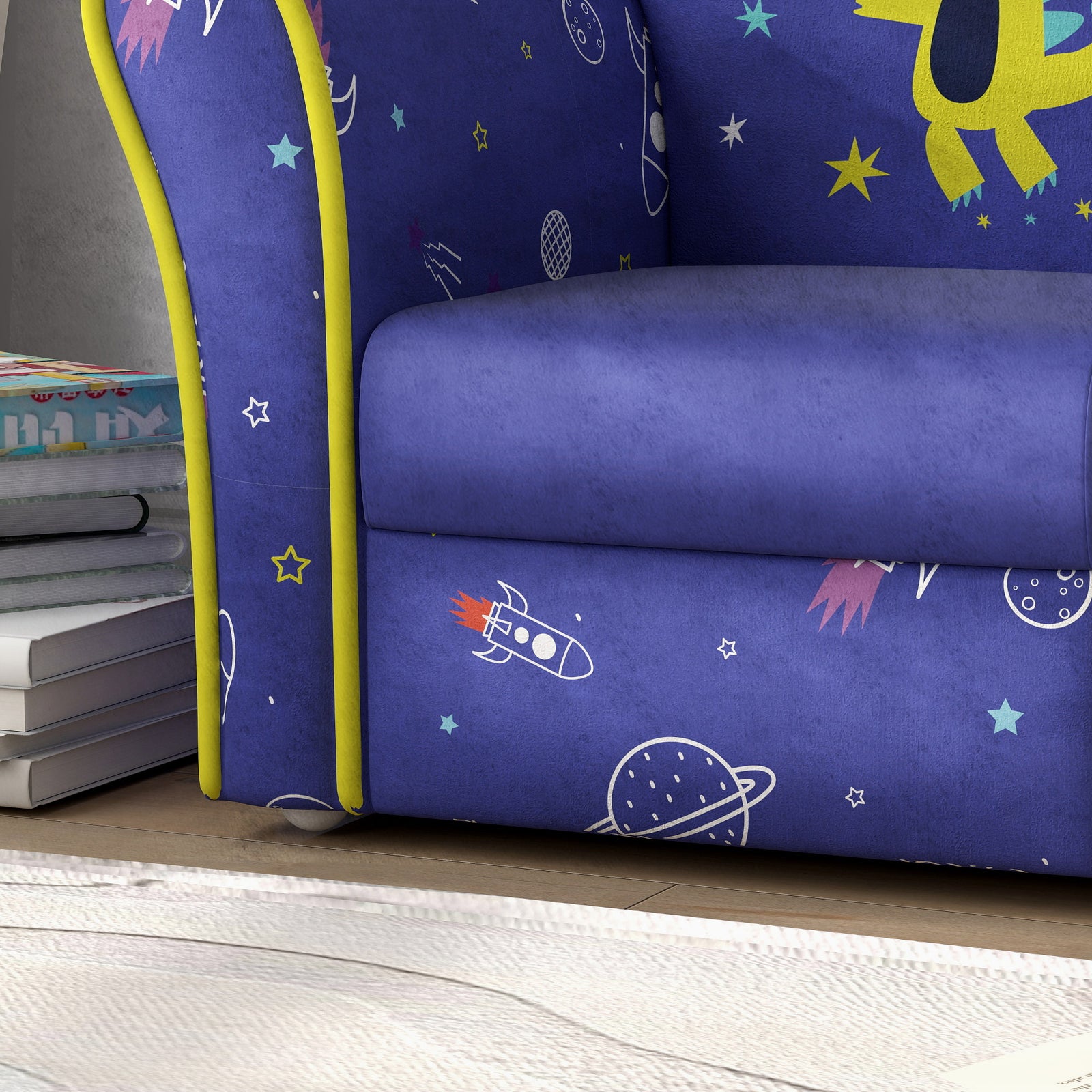 Kids Sofa Chair With Flamingo Design For Bedroom, Playroom | Blue