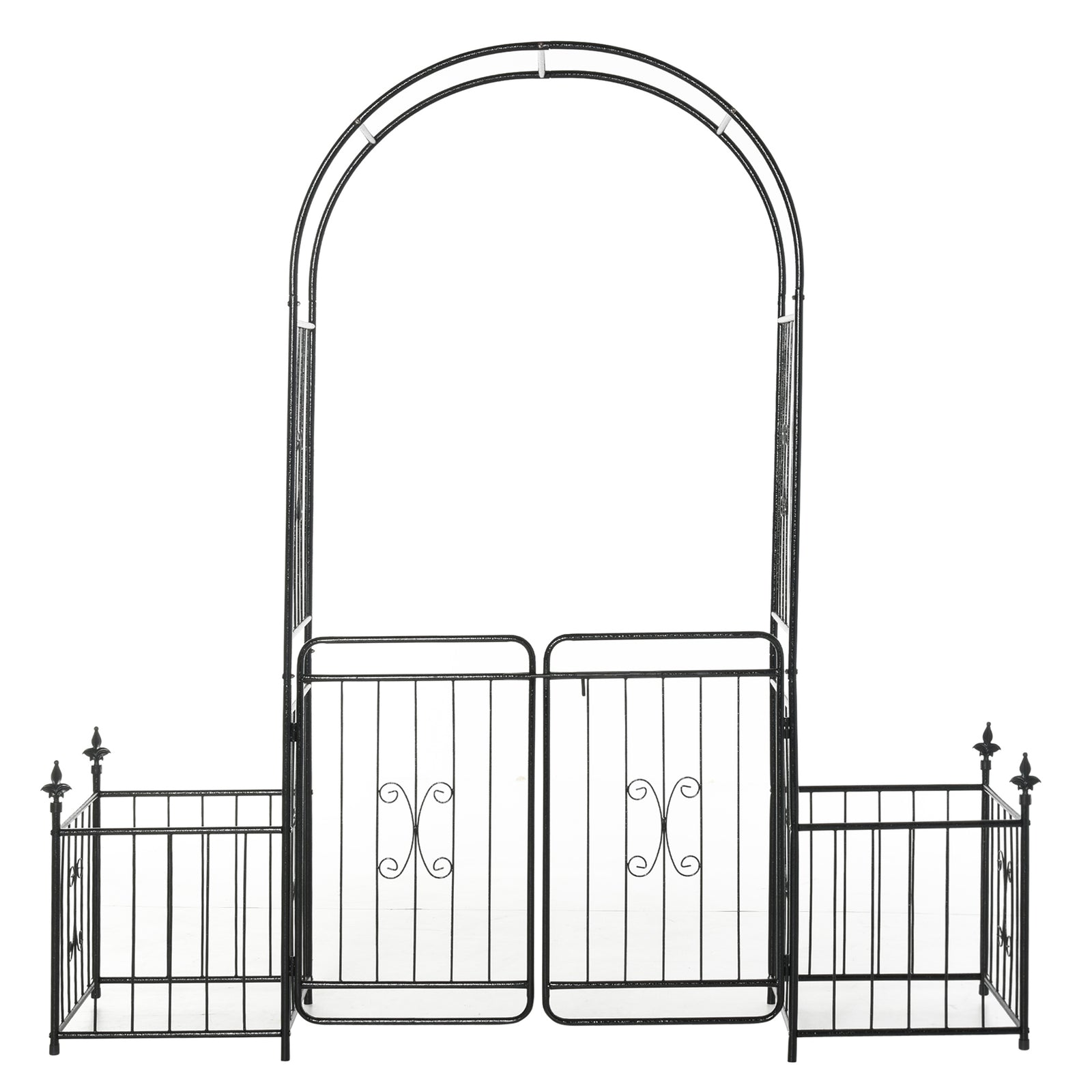 Garden Arbor Arch Gate W/ 2 Side Planter Boxes & Vine Frame