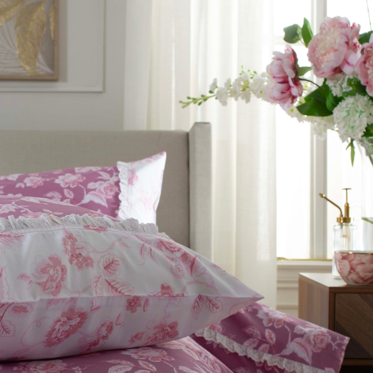 Monique In Cotton Printed Duvet Cover Set | Super King | Pink