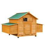 Wooden Chicken Coop, Poultry Cage With Nesting Boxes, Tray, Yellow