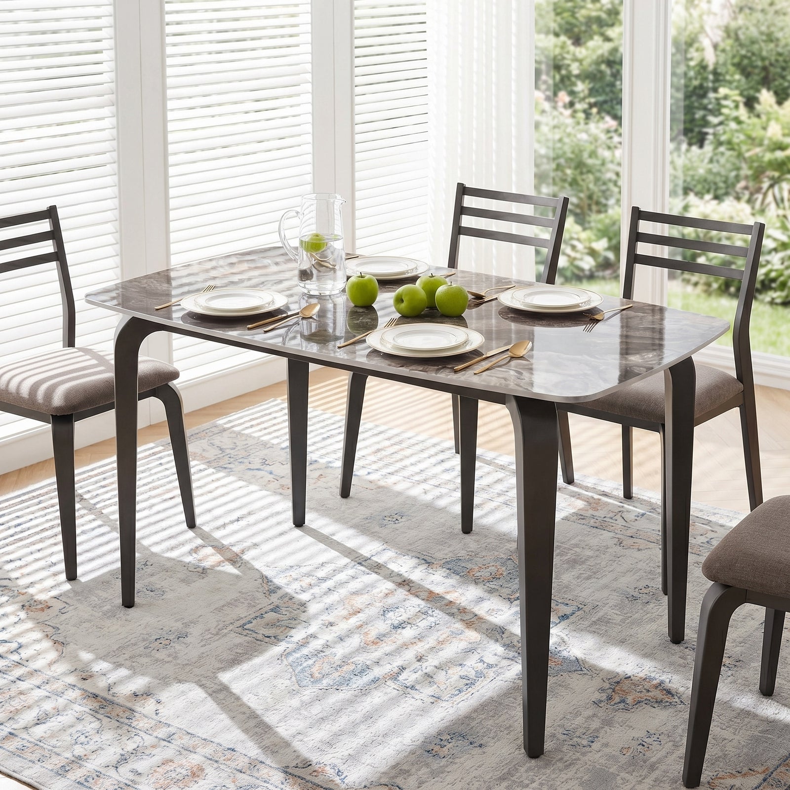 Dining Table For 4, Kitchen Table With Sintered Stone Tabletop | Brown