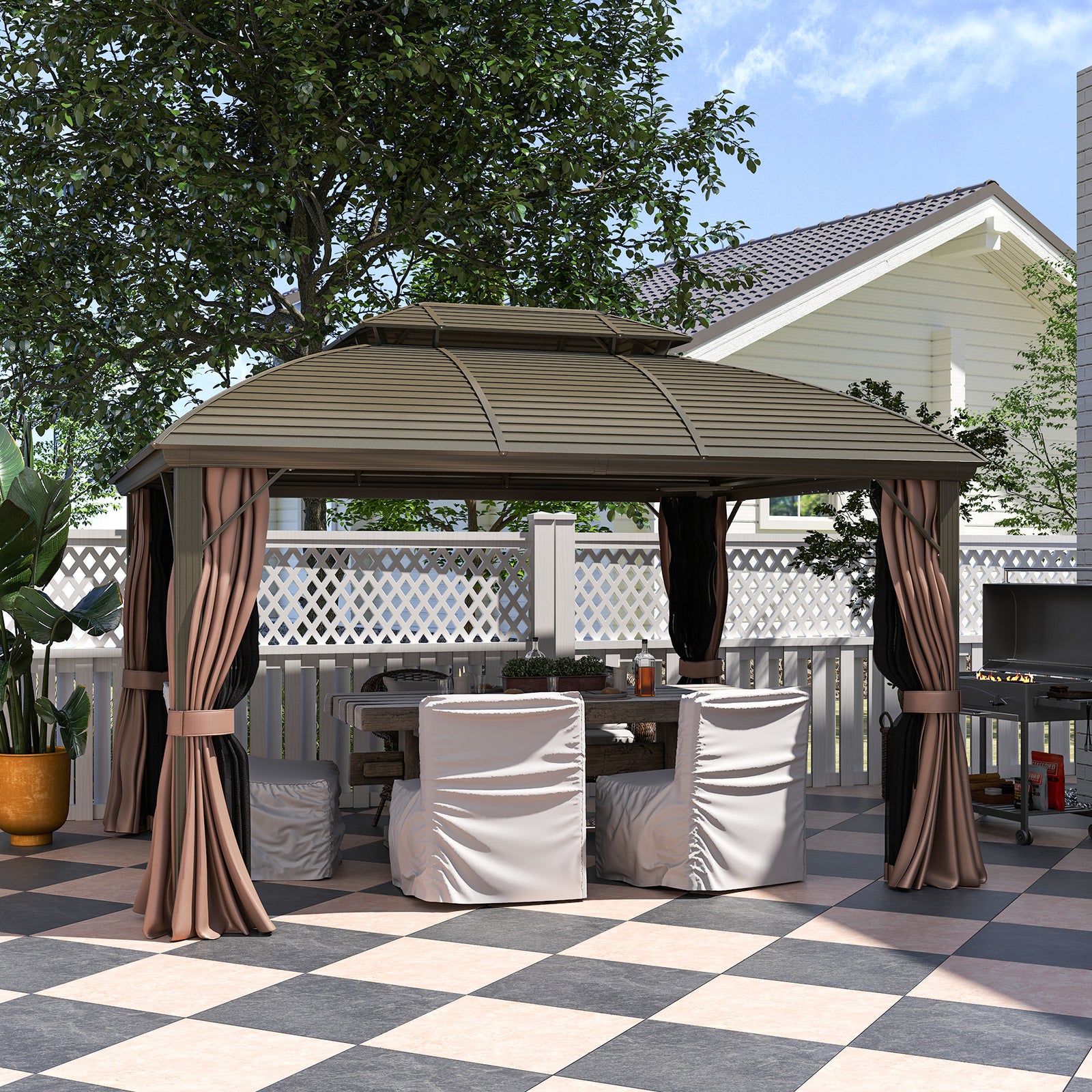 3.65x3m Hardtop Steel Gazebo
