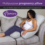 J Shaped Pregnancy Pillow, 140x70x20cm Shredded Memory Foam Full Body Maternity Cushion For Sleeping | J Shape | Light Grey