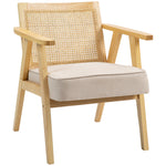 Rattan Armchair With Wood Frame Seat Cushion Bedroom